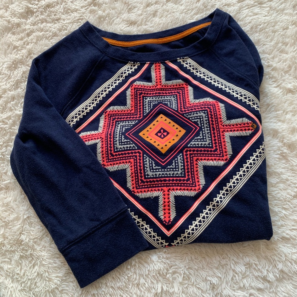Embroidered Tribal Print Sweatshirt